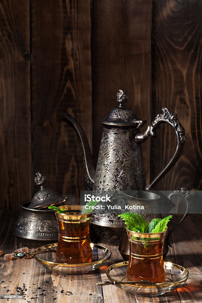 Like tea Tea with mint on wooden background 2015 Stock Photo