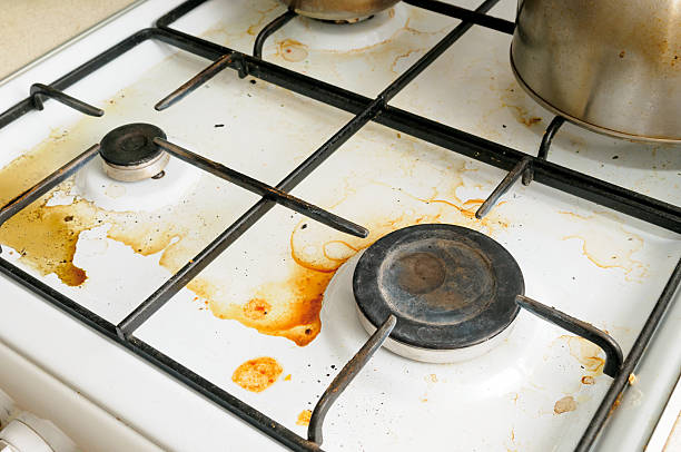 istock Dirty gas stove burner 465623718