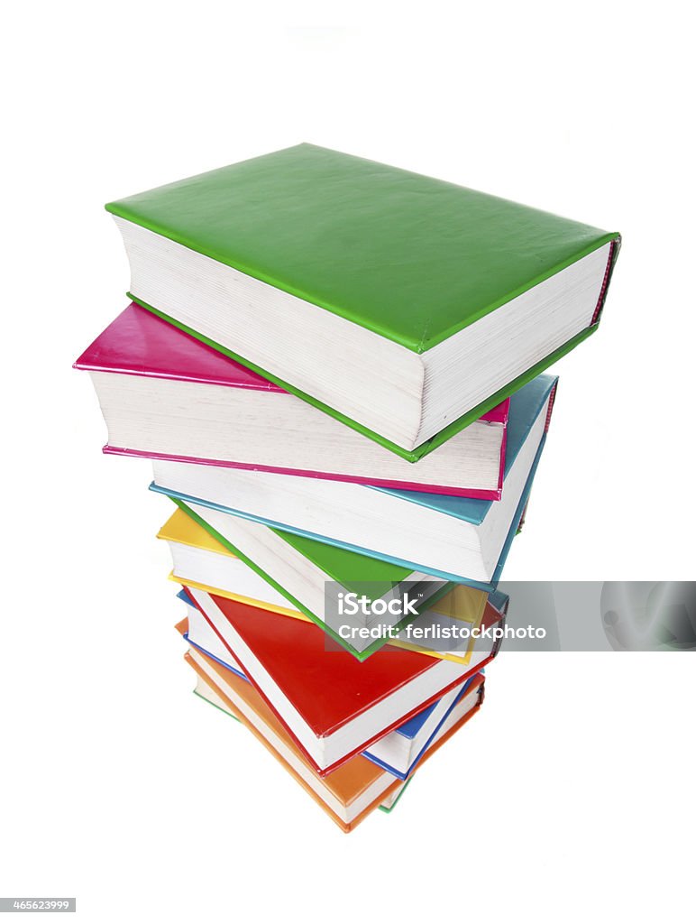 Pile of books isolated on a white background Pile of colorful books isolated on a white background Advice Stock Photo