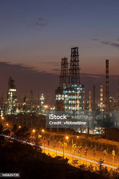 Refinery Nightshot Stock Photo - Download Image Now - Air Pollution, Chimney, China - East Asia