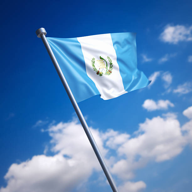istock Flag of Guatemala against blue sky 465624737