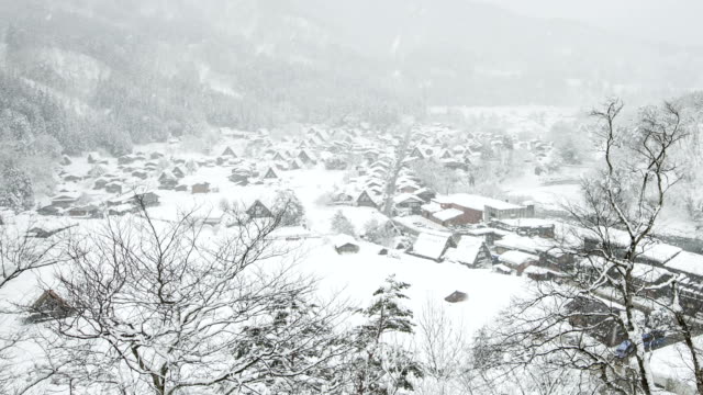 Time lapse of Shirakawa-go village in the winter, japan