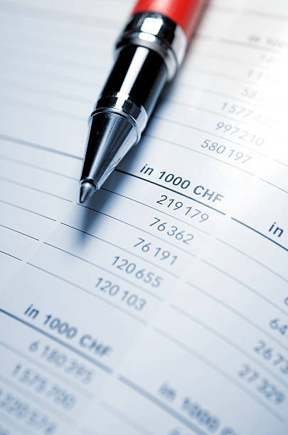 istock Balance sheet with financial report and figures in CHF 465627842