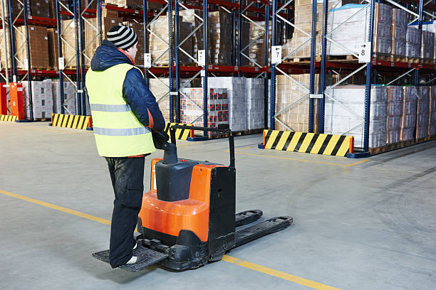 istock pallet stacker truck at warehouse 465629374