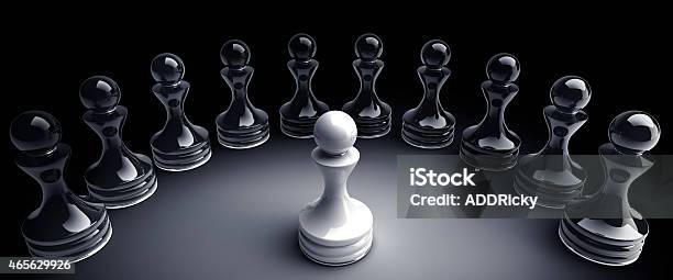 Chess Background Central Figure White Pawn 3d Illustration Stock Photo - Download Image Now