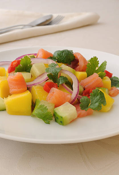 istock Norwegian salmon ceviche with mango and coriander 465630227
