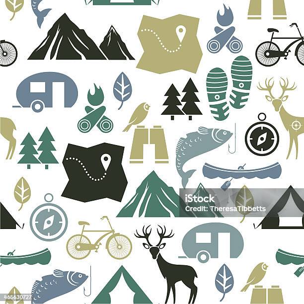 Vector Illustration Of Outdoor Activities Stock Illustration - Download Image Now - Camping, Pattern, Map