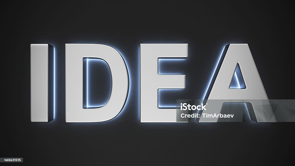 Luminous Idea Word Idea with backlight effect on the black background Abstract Stock Photo