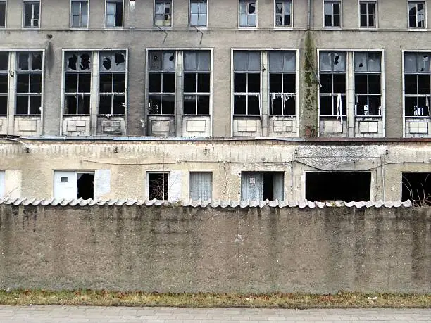 Abandoned factory building in Eisenhüttenstadt, east of Berlin in the east of Germany