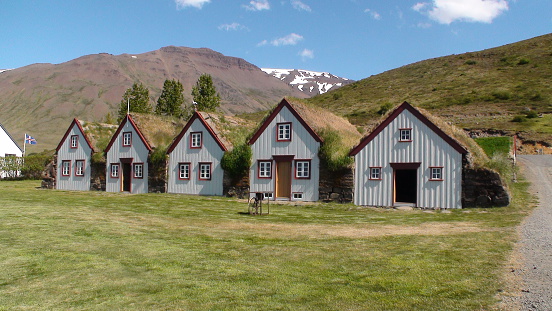 Traditional turf house in Laufas near Akureyri