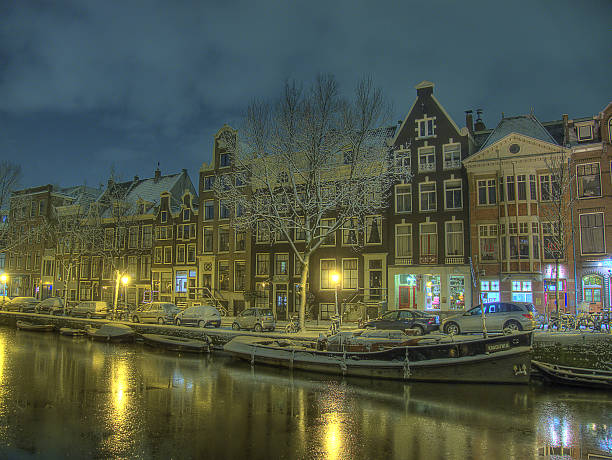 istock Amsterdam, Netherlands, night view in winter. 465632852