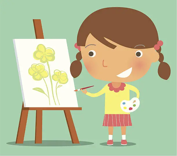 Vector illustration of The little painter