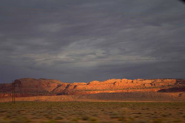 The scenic Monument Valley sunrise in a dull day