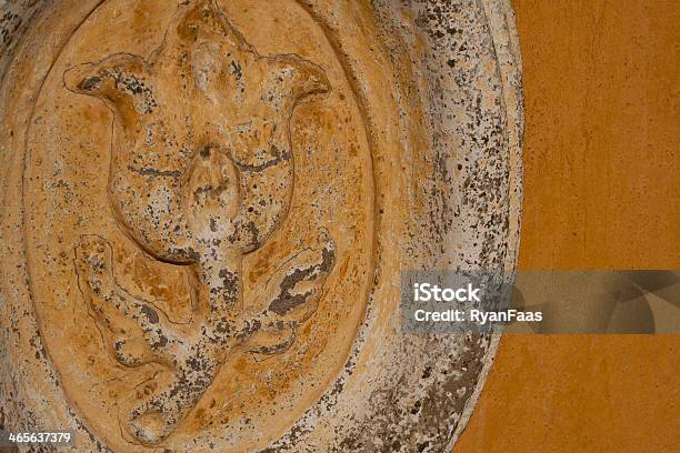 Stone Flower Carving On Stucco Wall Stock Photo - Download Image Now - Antique, Art And Craft, Care