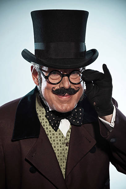 istock Funny vintage dickens style man with mustache and hat. 465638307