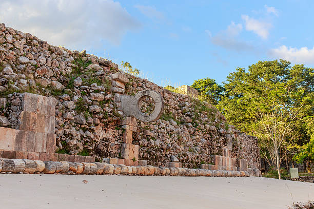 The Mayan Ball Game Pok ta Pok (Ulama). The Mayan Ball Game. Ball court at Uxmal, Yucatan, Mexico. ulama stock pictures, royalty-free photos & images