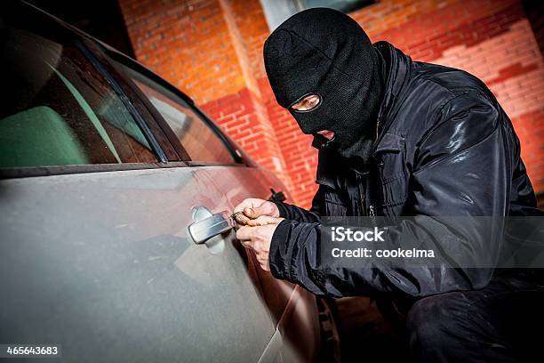 Car Thief In A Mask Stock Photo - Download Image Now - Activity, Adult, Adults Only