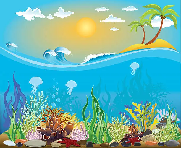 Vector illustration of Sea bottom illustration