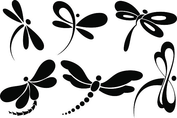 Butterfly sign Dragonfly set dragonfly tattoo stock illustrations