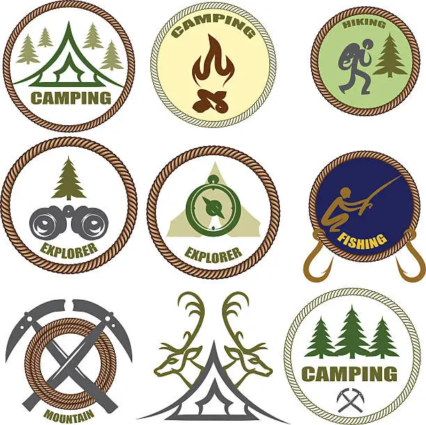 Vector illustration of camping badges