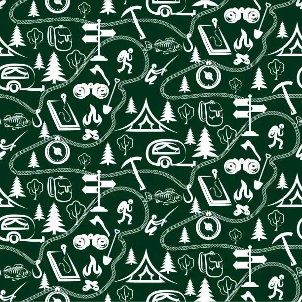 Vector illustration of seamless  camping background