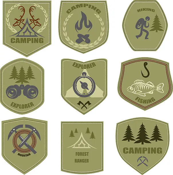 Vector illustration of camping badges