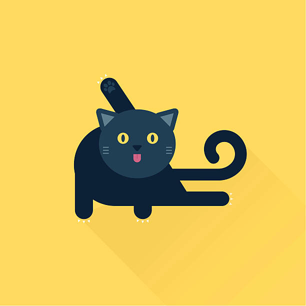 cleaning cat vector art illustration