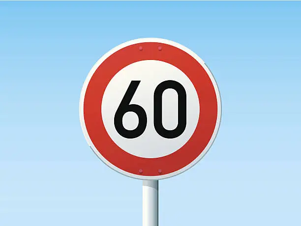 Vector illustration of German Road Sign Speed Limit 60 kmh