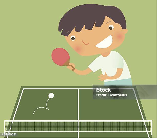 Ребенок Играет Ping Pong — стоковая векторная графика и другие изображения на тему Настольный теннис - Настольный теннис, Мальчики, Векторная графика