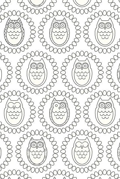 Vector illustration of Owl Outline Repeat Pattern