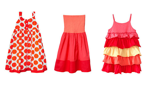 istock Kid's summer red dresses collage.Isolated. 465653376