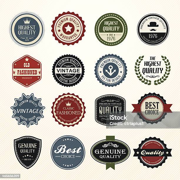 Set Of Retro Vintage Badges And Labels Stock Illustration - Download Image Now - Retro Style, Seal - Stamp, Badge