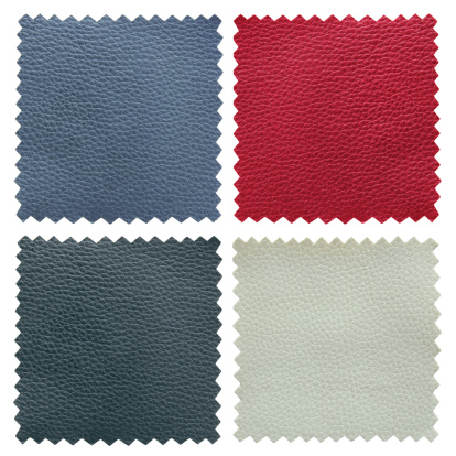 color leather samples texture on white background