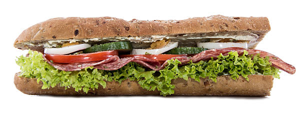 istock Salami Sandwich on white 465658791