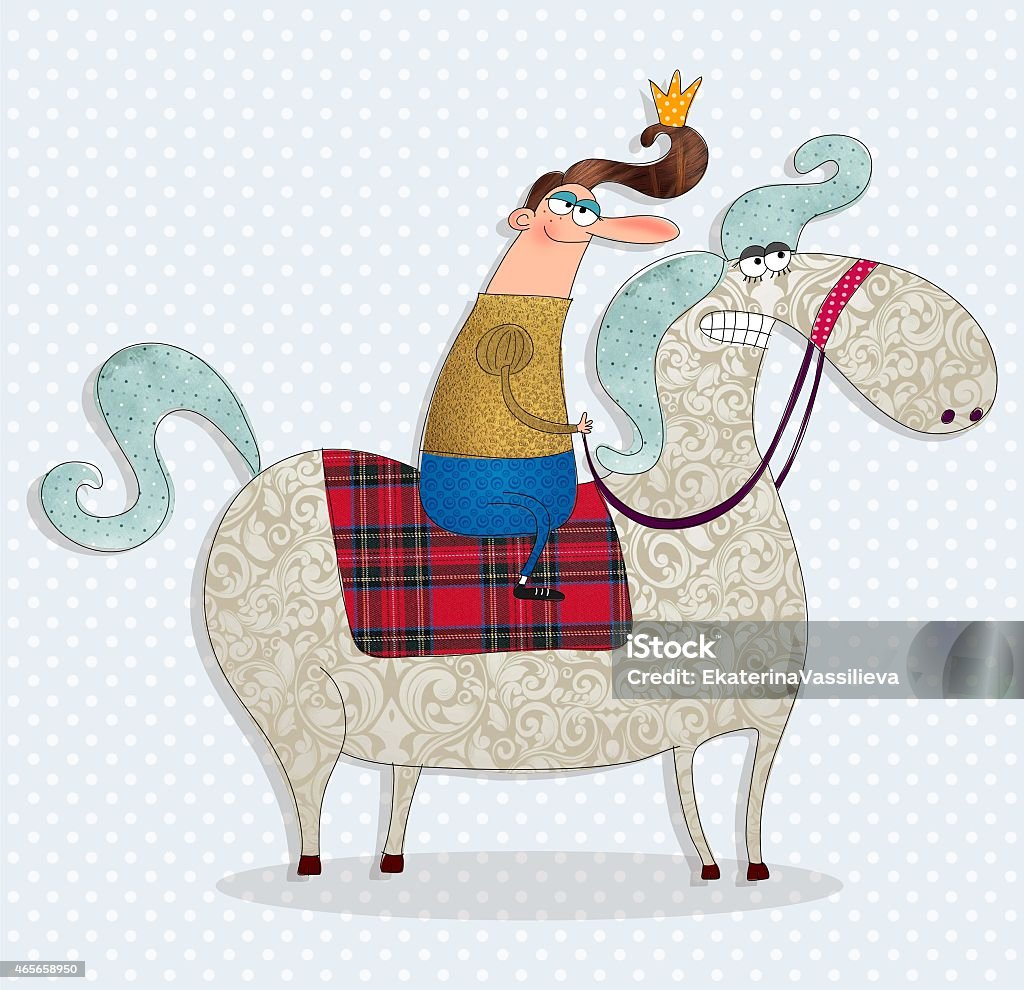 the prince on a white horse Colorful graphic illustration for children 2015 stock illustration