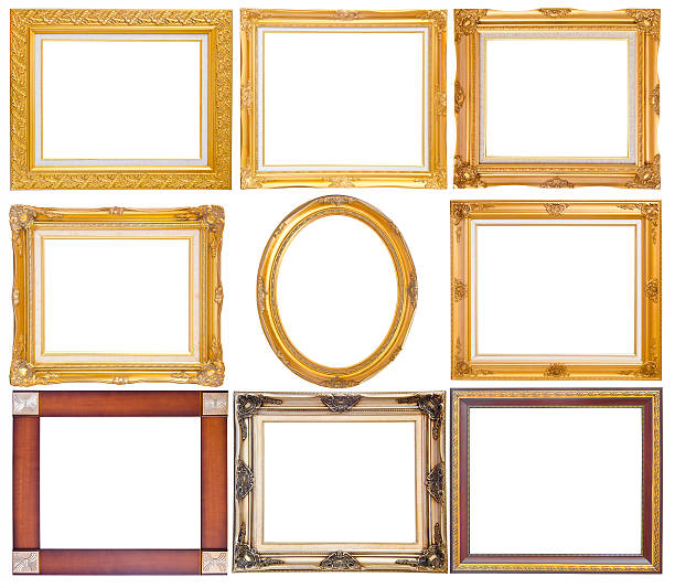 istock Set of golden vintage frame isolated on white background 465659104