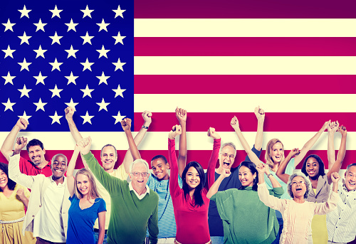 Multi-Ethnic Group Of People Friendship Team America Concept