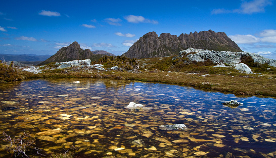 Small alpine pool at the foot of Cradle Mountain.