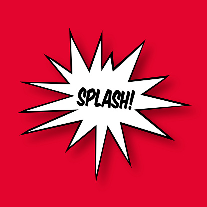 The word Splash in a Comic Book Star on red Background