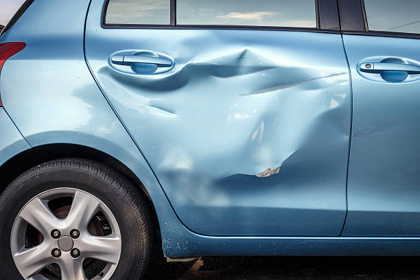 Body of car get damage by accident Body of car get damage by accident beat up car stock pictures, royalty-free photos & images