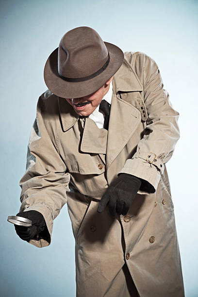 istock Vintage detective with mustache and hat. 465663729