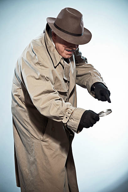 istock Vintage detective with mustache and hat. 465663747