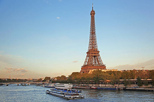 Eiffel Tower and Seine River in Paris, France