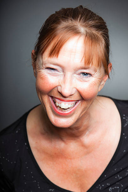 istock Happy spontaneous woman. Studio shot. 465664987