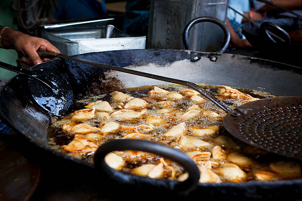 Samosa seller street stall India