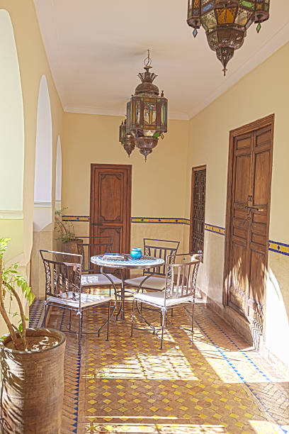 istock Balcony in front of an apartement within a Moroccan Riad 465666529