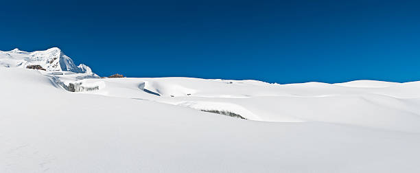 istock Crisp white snow on icy glacier Himalaya mountains panorama 465666809