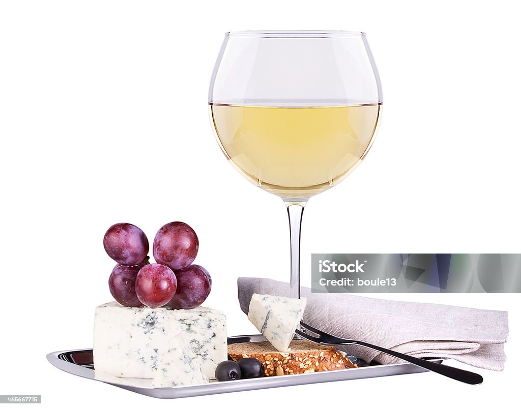 Assortimento di vino, formaggio e uva - Foto stock royalty-free di Agricoltura