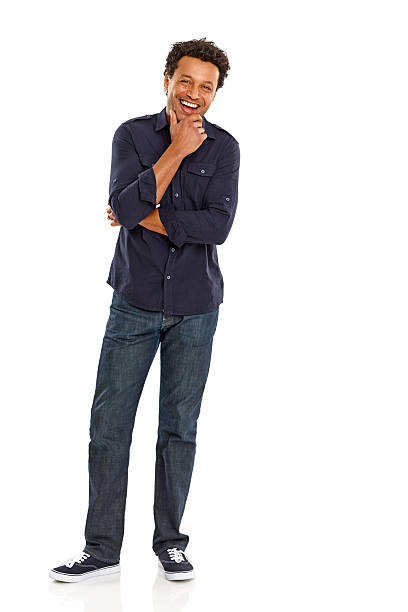 istock Cheerful mature man standing on white 465669121