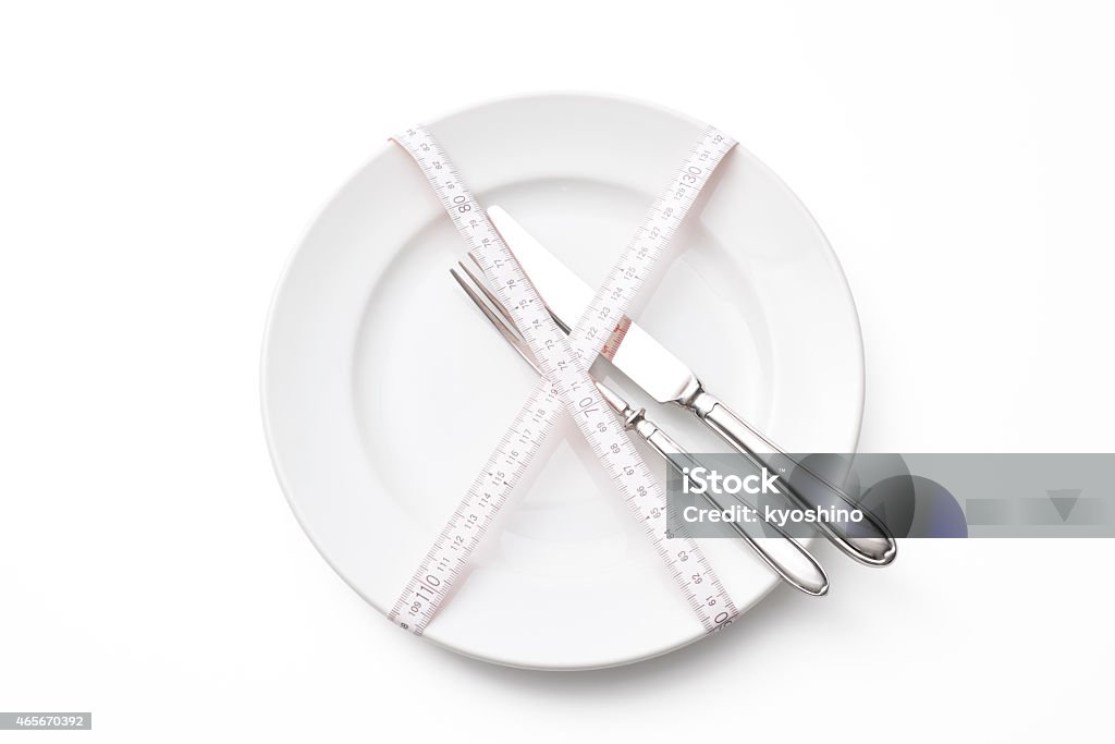 縛られるプレートと食器、測定テープダイエット - 2015年のロイヤリティフリーストックフォト